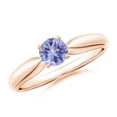 thumbnail image 1 of ANGARA Natural Solitaire Round Tanzanite Tapered Shank Ring in 14K Rose Gold for Women (Size-5mm) | December Birthstone, Birthday, Anniversary, Jewelry Gift for Women | Natural Tanzanite Ring, 1 of 9