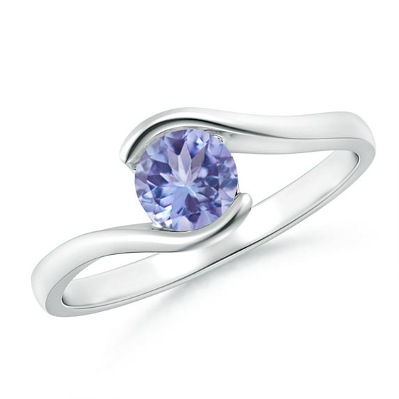 Angara Natural 0.5 Ct. Tanzanite Solitaire Ring in 14K White Gold for Women (Ring Size: 11.5)