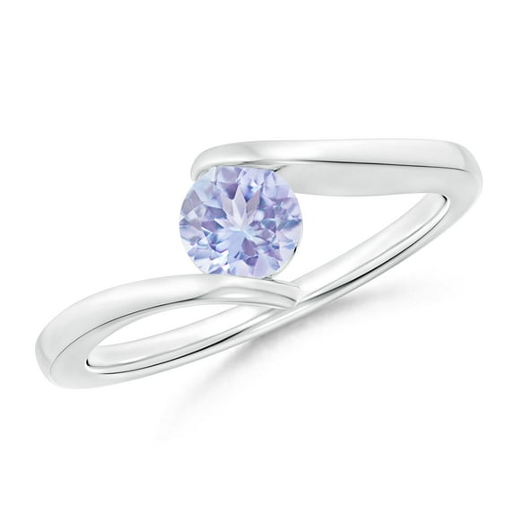 ANGARA Natural Bar-Set Solitaire Round Tanzanite Bypass Ring in 14K White Gold for Women (Size-5mm) | December Birthstone, Birthday, Anniversary, Jewelry Gift for Women | Natural Tanzanite Ring
