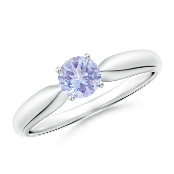 ANGARA Natural Solitaire Round Tanzanite Tapered Shank Ring in 14K White Gold for Women (Size-5mm) | December Birthstone, Birthday, Anniversary, Jewelry Gift for Women | Natural Tanzanite Ring