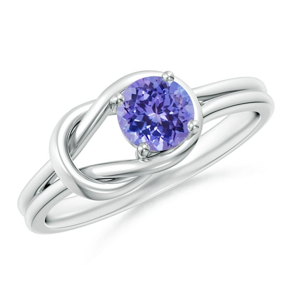 ANGARA Natural Solitaire Tanzanite Infinity Knot Ring in 14K White Gold for Women (Size-5mm) | December Birthstone, Birthday, Anniversary, Jewelry Gift for Women | Natural Tanzanite Ring