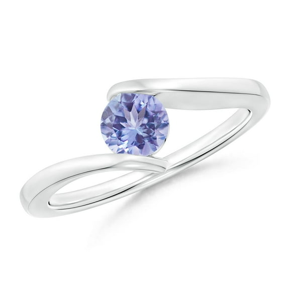 ANGARA Natural Bar-Set Solitaire Round Tanzanite Bypass Ring in 14K White Gold for Women (Size-5mm) | December Birthstone, Birthday, Anniversary, Jewelry Gift for Women | Natural Tanzanite Ring