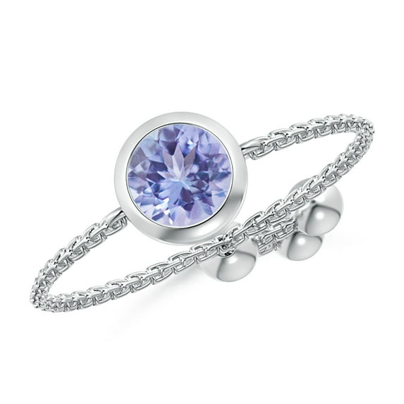 ANGARA Natural Bezel-Set Round Tanzanite Solitaire Bolo Ring in 14K White Gold for Women (Size-5mm) | December Birthstone, Birthday, Anniversary, Jewelry Gift for Women | Natural Tanzanite Ring