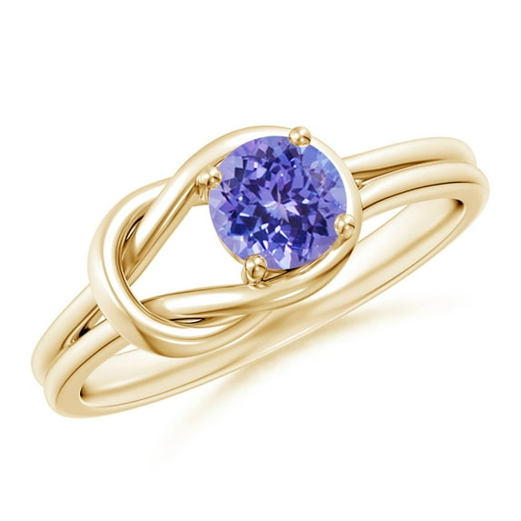 ANGARA Natural Solitaire Tanzanite Infinity Knot Ring in 14K Yellow Gold for Women (Size-5mm) | December Birthstone, Birthday, Anniversary, Jewelry Gift for Women | Natural Tanzanite Ring