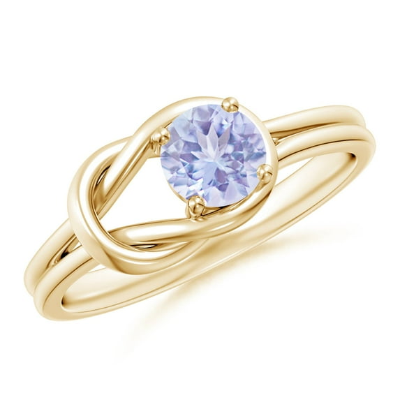 ANGARA Natural Solitaire Tanzanite Infinity Knot Ring in 14K Yellow Gold for Women (Size-5mm) | December Birthstone, Birthday, Anniversary, Jewelry Gift for Women | Natural Tanzanite Ring