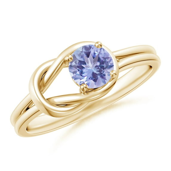 ANGARA Natural Solitaire Tanzanite Infinity Knot Ring in 14K Yellow Gold for Women (Size-5mm) | December Birthstone, Birthday, Anniversary, Jewelry Gift for Women | Natural Tanzanite Ring