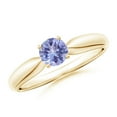 thumbnail image 1 of ANGARA Natural Solitaire Round Tanzanite Tapered Shank Ring in 14K Yellow Gold for Women (Size-5mm) | December Birthstone, Birthday, Anniversary, Jewelry Gift for Women | Natural Tanzanite Ring, 1 of 9