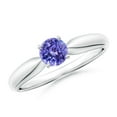 thumbnail image 1 of ANGARA Natural Solitaire Round Tanzanite Tapered Shank Ring in 925 Sterling Silver for Women (Size-5mm) | December Birthstone, Birthday, Anniversary, Jewelry Gift for Women | Natural Tanzanite Ring, 1 of 10