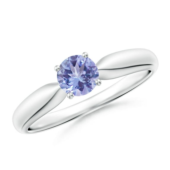 ANGARA Natural Solitaire Round Tanzanite Tapered Shank Ring in 925 Sterling Silver for Women (Size-5mm) | December Birthstone, Birthday, Anniversary, Jewelry Gift for Women | Natural Tanzanite Ring