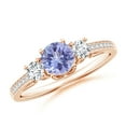 thumbnail image 1 of ANGARA Natural Prong Set Tanzanite and Diamond Three Stone Engagement Ring in 14K Rose Gold for Women (Size-5mm) | December Birthstone, Anniversary, Jewelry Gift for Women | Natural Tanzanite Ring, 1 of 9