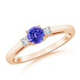 thumbnail image 1 of ANGARA Natural Round Tanzanite & Diamond Three Stone Engagement Ring in 14K Rose Gold for Women (Size-5mm) | December Birthstone, Anniversary, Jewelry Gift for Women | Natural Tanzanite Ring, 1 of 9
