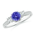 thumbnail image 1 of ANGARA Natural Prong Set Tanzanite and Diamond Three Stone Engagement Ring in 14K White Gold for Women (Size-5mm) | December Birthstone, Anniversary, Jewelry Gift for Women | Natural Tanzanite Ring, 1 of 10