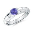 thumbnail image 1 of Angara Natural 0.5 Ct. Tanzanite with Diamond Classic Ring in 14K White Gold for Women (Ring Size: 3), 1 of 8