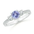 thumbnail image 1 of ANGARA Natural Classic Three Stone Tanzanite and Diamond Ring in 14K White Gold for Women (Size-5mm) | December Birthstone, Birthday, Anniversary, Jewelry Gift for Women | Natural Tanzanite Ring, 1 of 11
