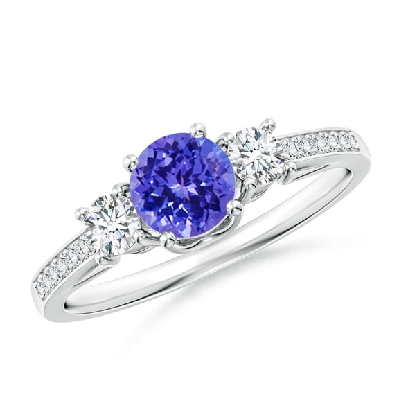 Angara Natural 0.5 Ct. Tanzanite with Diamond Classic Ring in 14K White Gold for Women (Ring Size: 8)