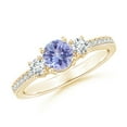 thumbnail image 1 of Angara Natural 0.5 Ct. Tanzanite with Diamond Classic Ring in 14K Yellow Gold for Women (Ring Size: 10.5), 1 of 11
