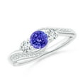 thumbnail image 1 of Angara Natural 0.5 Ct. Tanzanite with Diamond Fashion Ring in 14K White Gold for Women (Ring Size: 3), 1 of 9