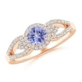 thumbnail image 1 of Angara Natural 0.5 Ct. Tanzanite with Diamond Halo Ring in 14K Rose Gold for Women (Ring Size: 3), 1 of 8