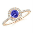 thumbnail image 1 of ANGARA Natural Floating Tanzanite Halo Ring with Diamond Accents in 14K Rose Gold for Women (Size-5mm) | December Birthstone, Birthday, Anniversary, Jewelry Gift for Women | Natural Tanzanite Ring, 1 of 9