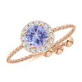 thumbnail image 1 of Angara Natural 0.5 Ct. Tanzanite with Diamond Halo Ring in 14K Rose Gold for Women (Ring Size: 6.5), 1 of 9