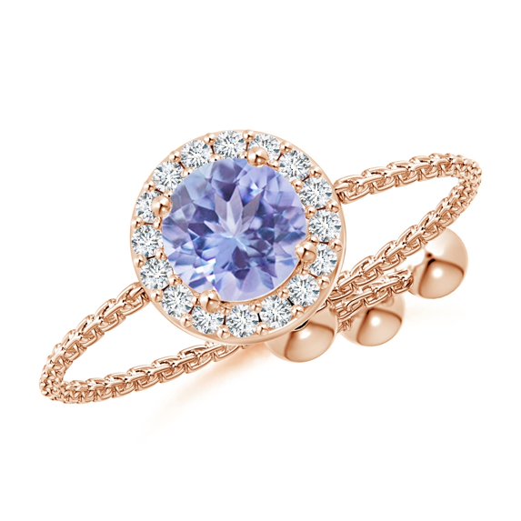 Angara Natural 0.5 Ct. Tanzanite with Diamond Halo Ring in 14K Rose Gold for Women (Ring Size: 6.5)