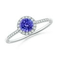 thumbnail image 1 of ANGARA Natural Round Tanzanite Halo Ring with Diamond Accents in 14K White Gold for Women (Size-5mm) | December Birthstone, Birthday, Anniversary, Jewelry Gift for Women | Natural Tanzanite Ring, 1 of 11