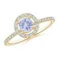 thumbnail image 1 of ANGARA Natural Floating Tanzanite Halo Ring with Diamond Accents in 14K Yellow Gold for Women (Size-5mm) | December Birthstone, Birthday, Anniversary, Jewelry Gift for Women | Natural Tanzanite Ring, 1 of 9
