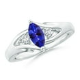 thumbnail image 1 of Angara Natural 0.5 Ct. Tanzanite with Diamond Side Stones Ring in 14K White Gold for Women (Ring Size: 11.5), 1 of 9