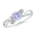 thumbnail image 1 of Angara Natural 0.5 Ct. Tanzanite with Diamond Three Stone Ring in 14K White Gold for Women (Ring Size: 3), 1 of 11