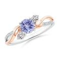 thumbnail image 1 of ANGARA Natural Tanzanite and Diamond Twisted Vine Ring in 14K White & Rose Gold for Women (Size-5mm) | December Birthstone, Birthday, Anniversary, Jewelry Gift for Women | Natural Tanzanite Ring, 1 of 11