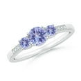 thumbnail image 1 of ANGARA Natural Three Stone Round Tanzanite Ring with Diamond Accents in 14K White Gold for Women (Size-5mm) | December Birthstone, Anniversary, Jewelry Gift for Women | Natural Tanzanite Ring, 1 of 8