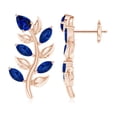thumbnail image 1 of ANGARA Natural Pear and Marquise Sapphire Olive Branch Earrings in 14K Rose Gold for Women (Size-5x3mm) | September Birthstone, Anniversary, Jewelry Gift for Women | Natural Blue Sapphire Earrings, 1 of 6