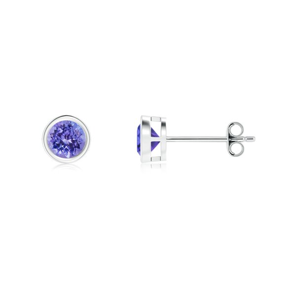 Angara Natural 0.5 ct. Tanzanite Solitaire Stud Earrings in Sterling Silver for Women