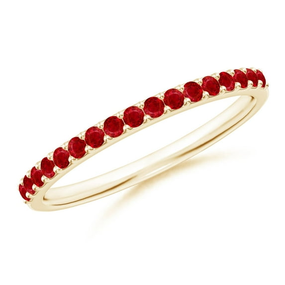 ANGARA Natural Prong Set Half Eternity Round Ruby Wedding Ring in 14K Yellow Gold for Women (Size-1.5mm) | July Birthstone, Birthday, Anniversary, Jewelry Gift for Women | Natural Ruby Ring