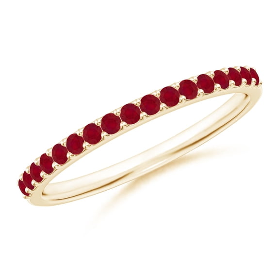 ANGARA Natural Prong Set Half Eternity Round Ruby Wedding Ring in 14K Yellow Gold for Women (Size-1.5mm) | July Birthstone, Birthday, Anniversary, Jewelry Gift for Women | Natural Ruby Ring