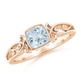 thumbnail image 1 of ANGARA Natural Vintage Style Cushion Aquamarine Solitaire Engagement Ring in 14K Rose Gold for Women (Size-5mm) | March Birthstone, Anniversary, Jewelry Gift for Women | Natural Aquamarine Ring, 1 of 11