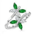 thumbnail image 1 of ANGARA Natural Emerald and Diamond Butterfly Bypass Ring in 14K White Gold for Women (Size-5x2.5mm) | May Birthstone, Birthday, Anniversary, Jewelry Gift for Women | Natural Emerald Ring, 1 of 7