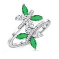 thumbnail image 1 of ANGARA Natural Emerald and Diamond Butterfly Bypass Ring in 14K White Gold for Women (Size-5x2.5mm) | May Birthstone, Birthday, Anniversary, Jewelry Gift for Women | Natural Emerald Ring, 1 of 7