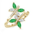 thumbnail image 1 of ANGARA Natural Emerald and Diamond Butterfly Bypass Ring in 14K Yellow Gold for Women (Size-5x2.5mm) | May Birthstone, Birthday, Anniversary, Jewelry Gift for Women | Natural Emerald Ring, 1 of 8