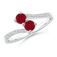 thumbnail image 1 of ANGARA Natural Two Stone Ruby Bypass Ring with Diamond Accents in 14K White Gold for Women (Size-3.7mm) | July Birthstone, Birthday, Anniversary, Jewelry Gift for Women | Natural Ruby Ring, 1 of 8