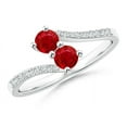thumbnail image 1 of ANGARA Natural Two Stone Ruby Bypass Ring with Diamond Accents in 14K White Gold for Women (Size-3.7mm) | July Birthstone, Birthday, Anniversary, Jewelry Gift for Women | Natural Ruby Ring, 1 of 8