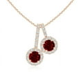thumbnail image 1 of ANGARA Natural Prong-Set Two Stone Ruby Halo Pendant in 14K Rose Gold for Women (Size-3.7mm) | July Birthstone, Birthday, Anniversary, Jewelry Gift for Women | Natural Ruby Necklace, 1 of 8