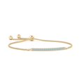 thumbnail image 1 of ANGARA Natural Pave-Set Aquamarine Bar Bolo Bracelet in 14K Yellow Gold for Women (Size-2mm) | March Birthstone, Birthday, Anniversary, Jewelry Gift for Women | Natural Aquamarine Bracelet, 1 of 7