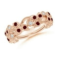 thumbnail image 1 of ANGARA Natural Nature Inspired Round Ruby & Diamond Vine Ring in 14K Rose Gold for Women (Size-1.5mm) | July Birthstone, Birthday, Anniversary, Jewelry Gift for Women | Natural Ruby Ring, 1 of 10