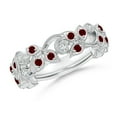 thumbnail image 1 of ANGARA Natural Nature Inspired Round Ruby & Diamond Vine Ring in 14K White Gold for Women (Size-1.5mm) | July Birthstone, Birthday, Anniversary, Jewelry Gift for Women | Natural Ruby Ring, 1 of 9