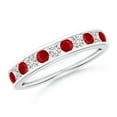 thumbnail image 1 of ANGARA Natural Channel Set Ruby and Diamond Semi Eternity Ring in 14K White Gold for Women (Size-2.5mm) | July Birthstone, Birthday, Anniversary, Jewelry Gift for Women | Natural Ruby Ring, 1 of 9