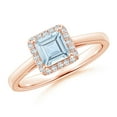 thumbnail image 1 of ANGARA Natural Classic Square Aquamarine Halo Ring in 14K Rose Gold for Women (Size-5mm) | March Birthstone, Birthday, Anniversary, Jewelry Gift for Women | Natural Aquamarine Ring, 1 of 8