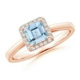thumbnail image 1 of ANGARA Natural Classic Square Aquamarine Halo Ring in 14K Rose Gold for Women (Size-5mm) | March Birthstone, Birthday, Anniversary, Jewelry Gift for Women | Natural Aquamarine Ring, 1 of 8