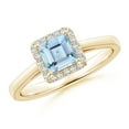 thumbnail image 1 of ANGARA Natural Classic Square Aquamarine Halo Ring in 14K Yellow Gold for Women (Size-5mm) | March Birthstone, Birthday, Anniversary, Jewelry Gift for Women | Natural Aquamarine Ring, 1 of 9