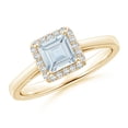 thumbnail image 1 of ANGARA Natural Classic Square Aquamarine Halo Ring in 14K Yellow Gold for Women (Size-5mm) | March Birthstone, Birthday, Anniversary, Jewelry Gift for Women | Natural Aquamarine Ring, 1 of 8